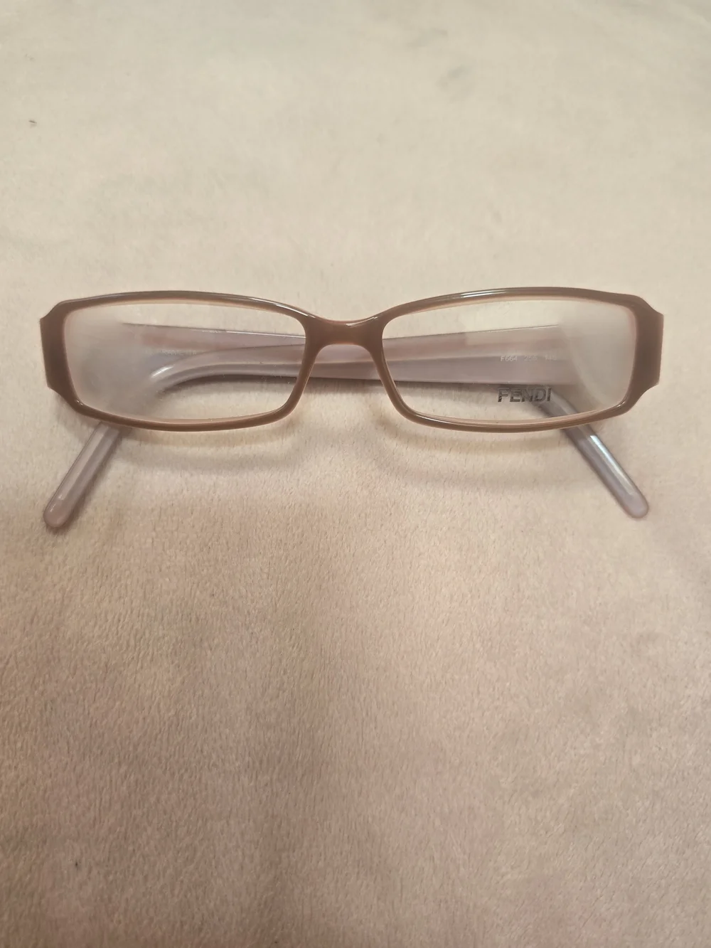 Fendi Women's Rectangular Glasses in Brown With Pink Inlay-New!